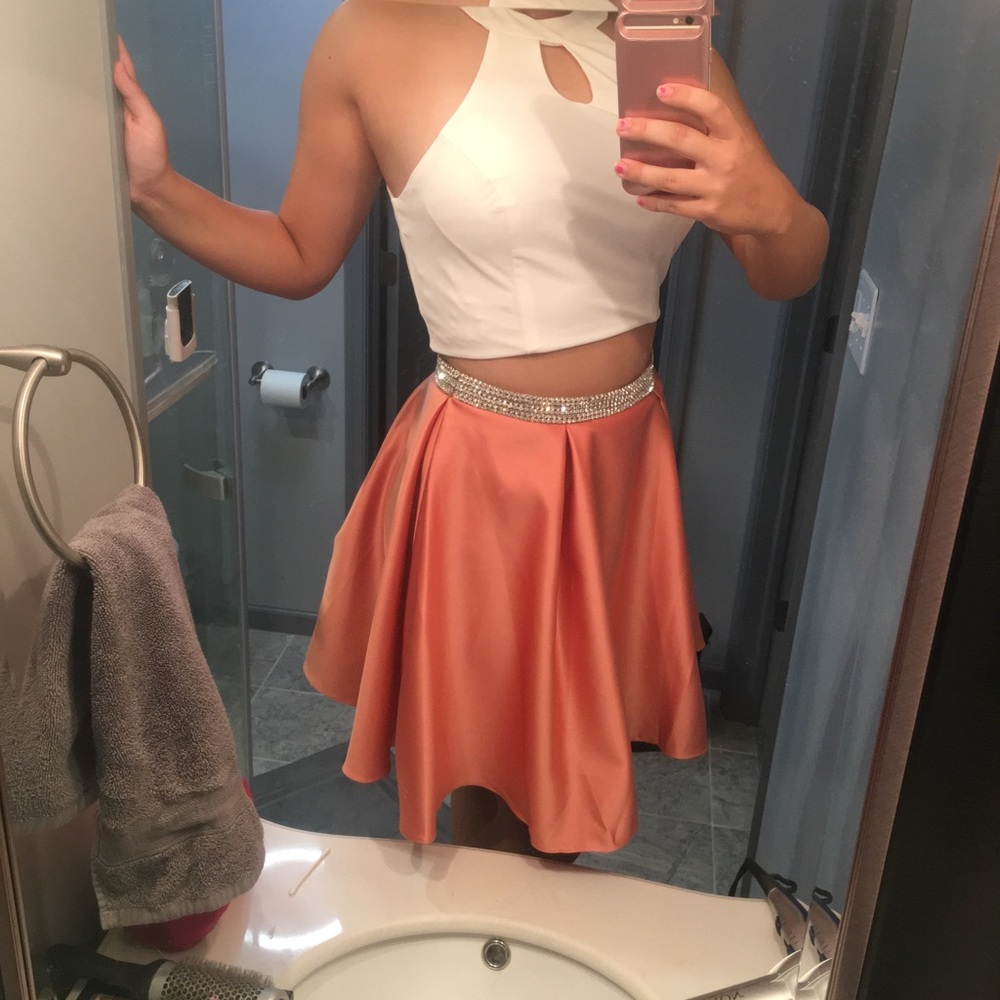 White and orange homecoming dress:)